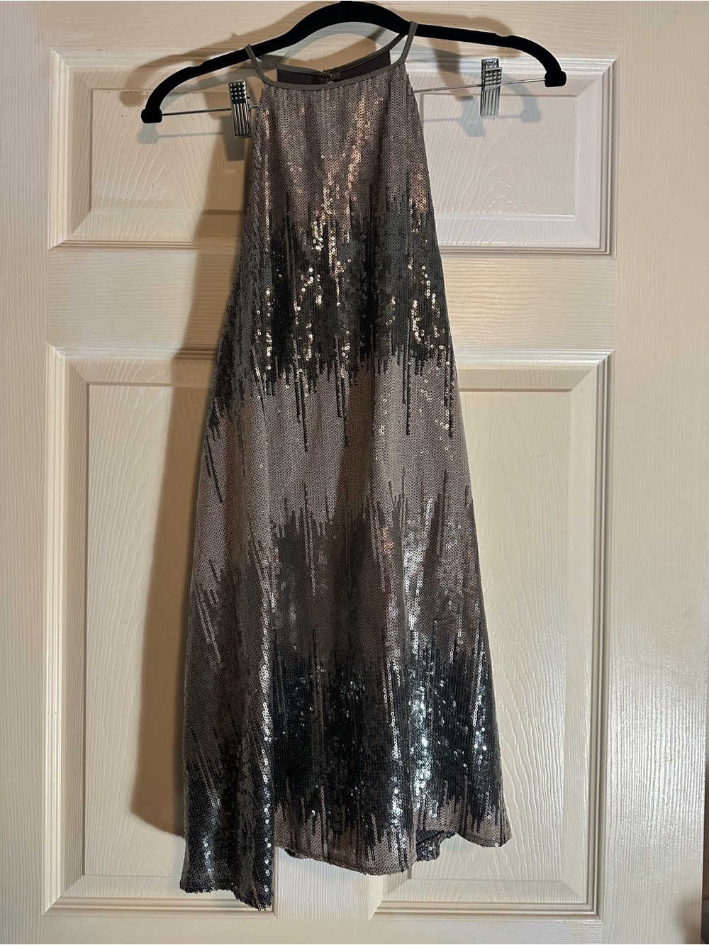 Vintage Show Me Your MuMu Silver Ombre Sequin High-Low Halter Dress